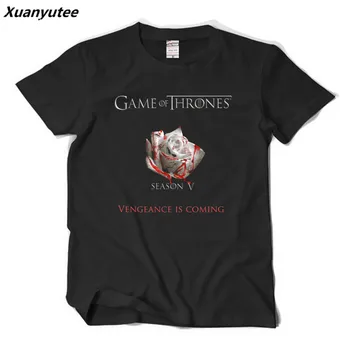 

Xuanyutee Game Of Thrones Season V Vengeance Is Coming T-Shirt Men Summer O-neck Cotton Short Sleeve Casual 3XL Tee Shirt Homme