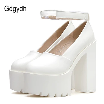 

Gdgydh Spring Autumn Platform Shoes Woman Heels Rubber Sole Black Withe Shoes Women Pumps Ladies Wedding Shoes Drop Shipping