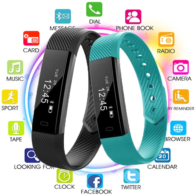 

Bluetooth Smart Watch ID115 Women Waterproof Sport Wristband Fitness Tracker Pedometer Smart Bracelet Smartband for IOS Android