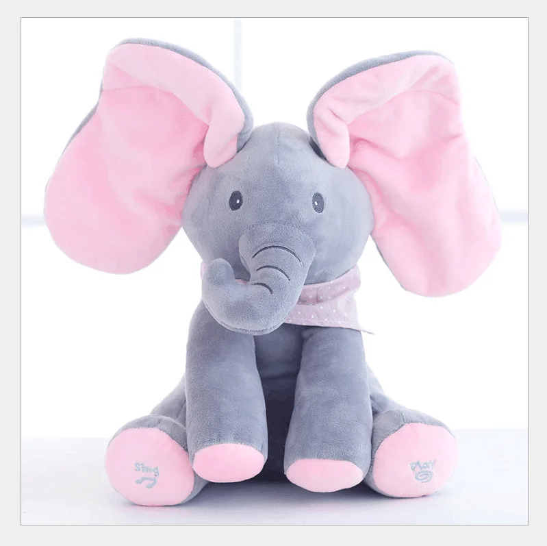 30 cm Neue Stil Peekaboo Elefanten Kuscheltiere Plüsch Elefanten Puppe Spielen Musik Elefanten Pädagogisches Spielzeug Für kinder Preise