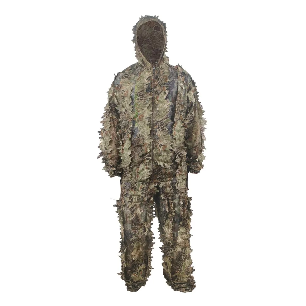 

Tactical Military Bionic Python Jungle Leaves Camouflage Ghillie Sniper Camo Suit for Outdoor Filming Photographing CS