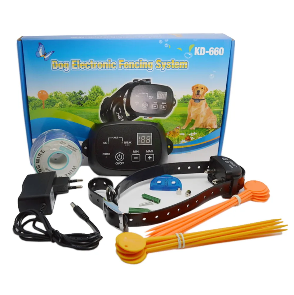 Dog Fence In-ground Wire Friendly Pet Containment with Training Flags & 2 Rechargeable Collars KD660
