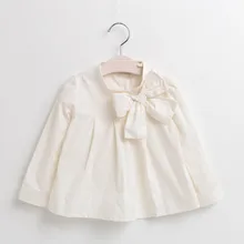 2016 New Spring Children Kids Bow Doll Shirt Girls Long Sleeves White Shirts Cotton Blouses For Child Girl Tops Clothes Blouses