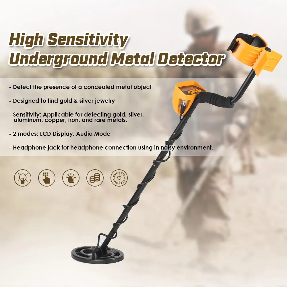 Профессиональный металлоискатель Подземный MD6250 LCD Gold Digger Treasure Hunter + Регулируемая