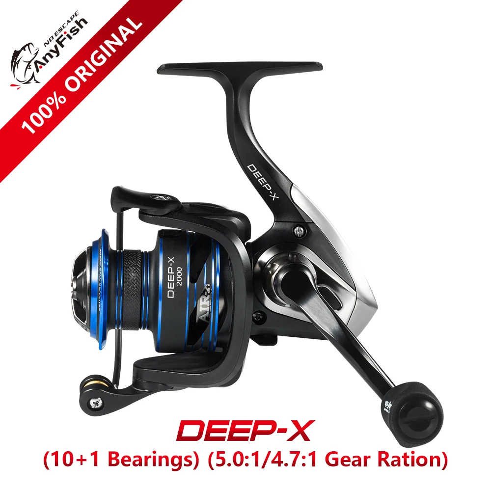 Carretel de Pesca Carretel de Pesca de Água 10 + 1 Anyfish Deep-x Spinning 3000 4000 5000 6000 Modelo Rolamentos Max Arrastar 6 kg 8 Rodas de Água Salgada 2000 –