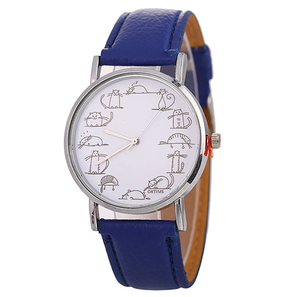 Женские часы красивые модные креативные часы с героями мультфильмов женские милые наручные часы с котом подарок relojes de mujer* L - Цвет: Синий
