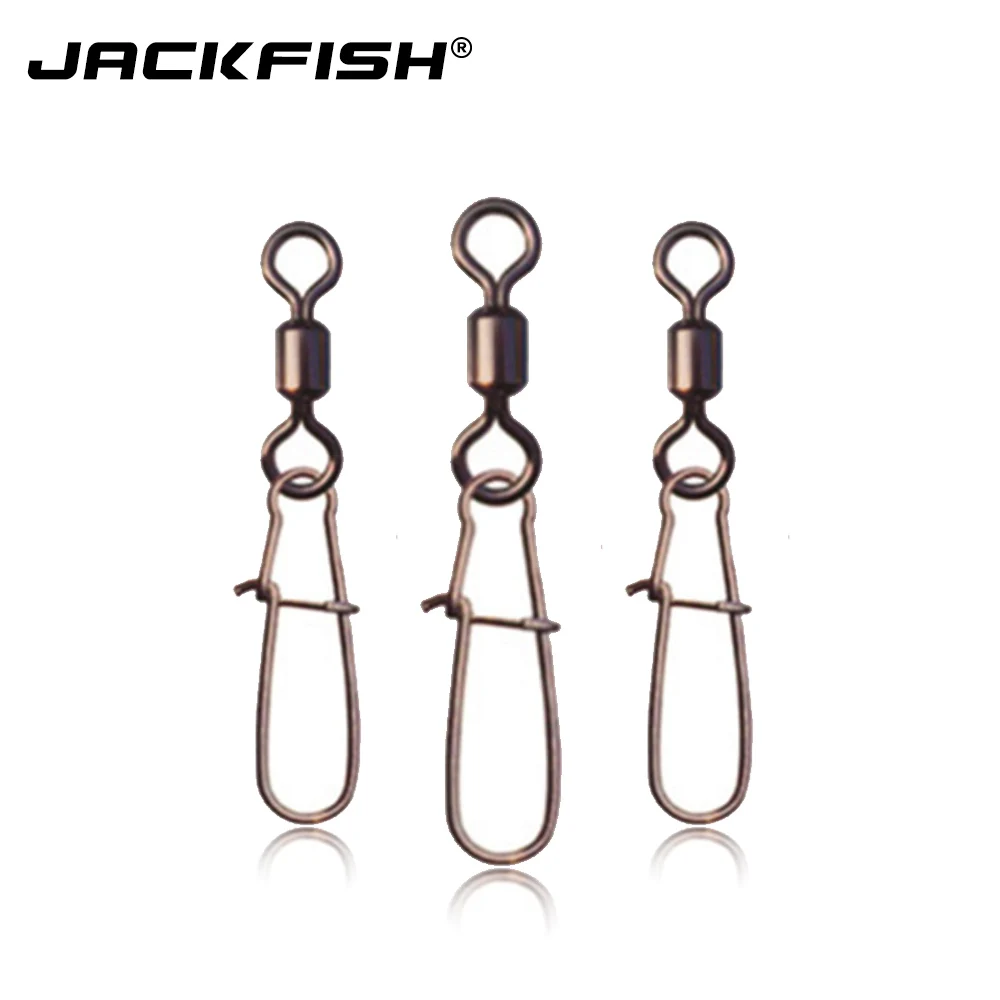 JACKFISH 100pcs/lot Pin Bearing Rolling Swivel Stainless Steel Fishing Connector with 8-word ring Tackle Fishing Accessories