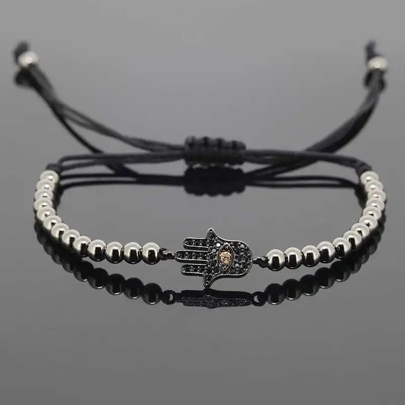 Anil Arjandas мужские браслеты модные ювелирные изделия 24K микро проложить Спартанский шлем CZ Хамса пробки Бусины плетение макраме браслет