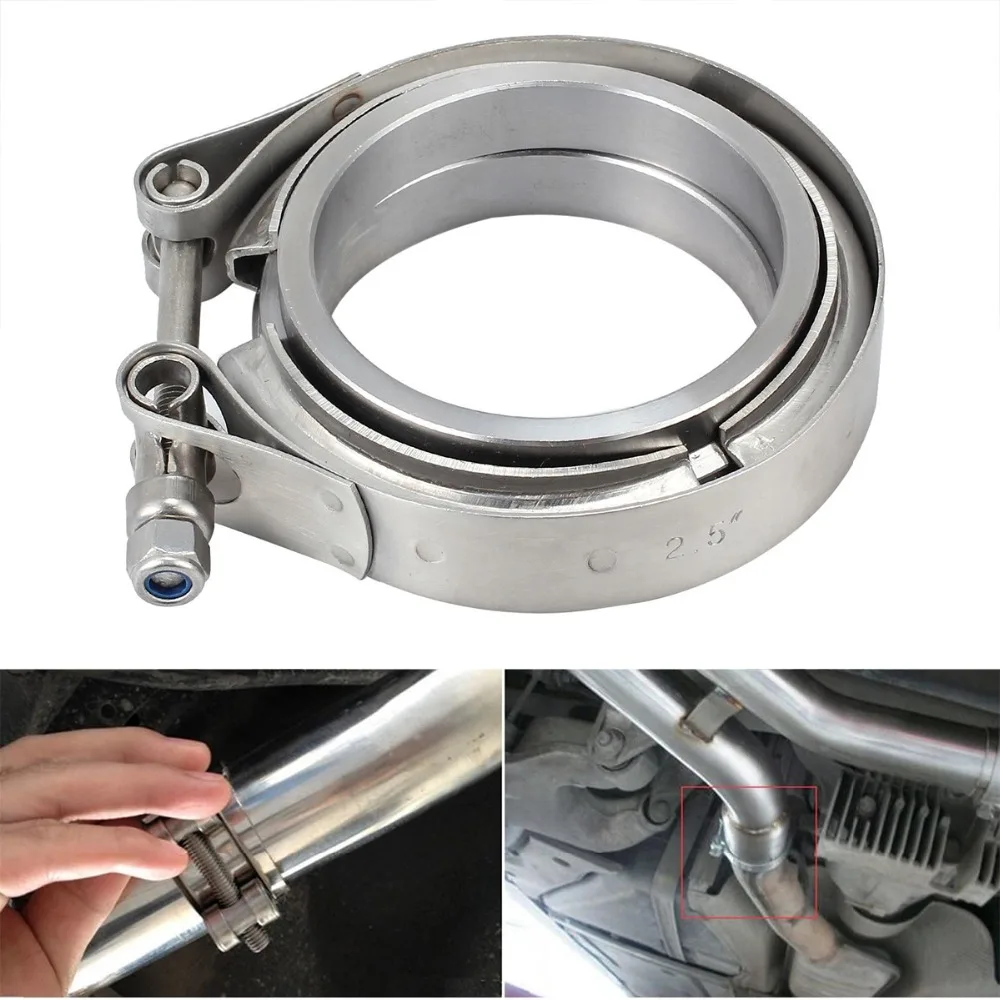 Stainless steel clamp iron flat flange Exhaust pipe hoop 2.5 Inch 63mm V-band Clamp Turbo Female &amp Male Flange Hoop | Автомобили и