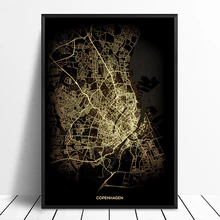 Copenhor City Light maps пользовательский Мир Город плакат-карта печать на холсте Стена в скандинавском стиле искусство домашний декор