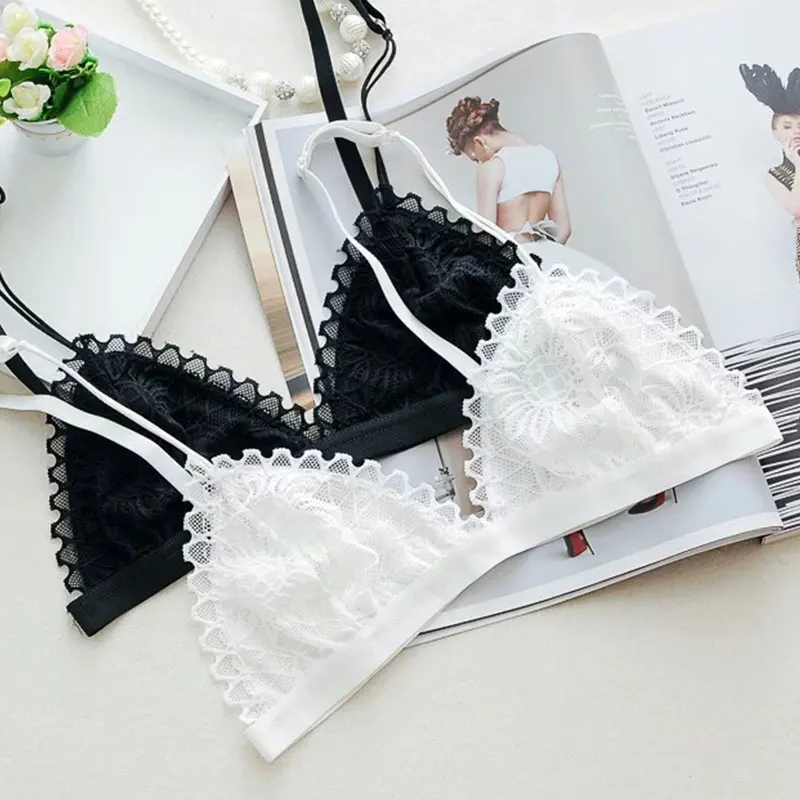Gumprun 2018 New Wire Free Underwear Sexy Lace Beauty Back Triangle Cup Bra Seamless Bralette Comfortable Bras For Women