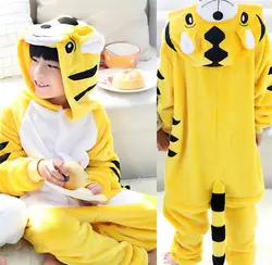 GKWMZG фланелевые детские пижамы Kigurumi yello tiger pajama lovely animal Robe халат зимний Косплей Детский костюм для девочек