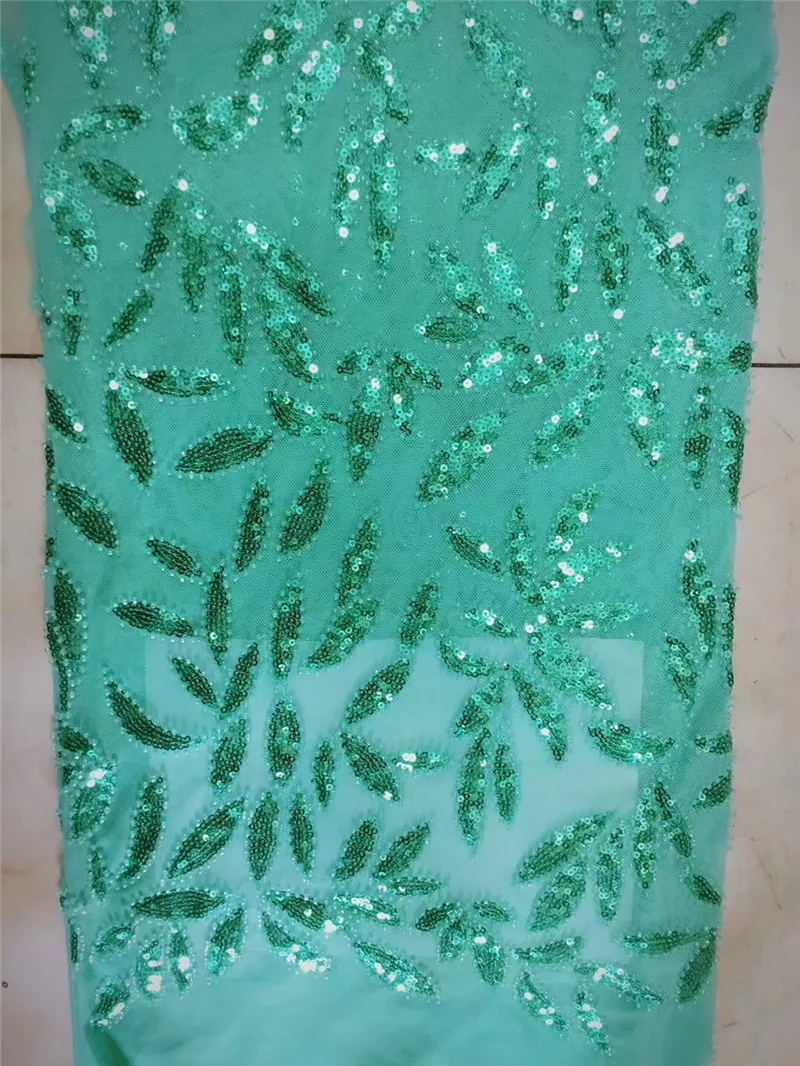 hot sale african sequins mixed tube beads tulle mesh fabric shining