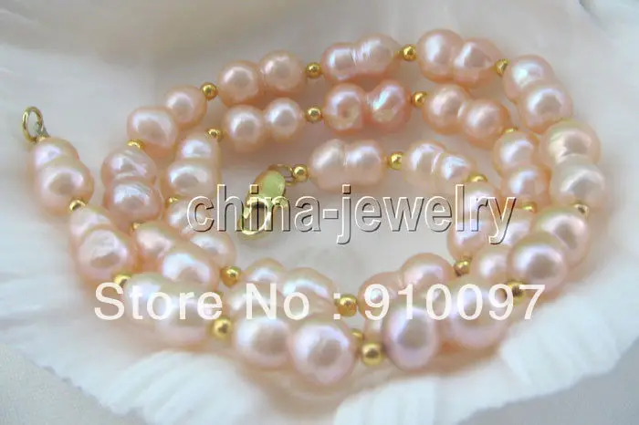 

>>>Beautiful 20" 13-16mm pink baroque FW pearl necklace