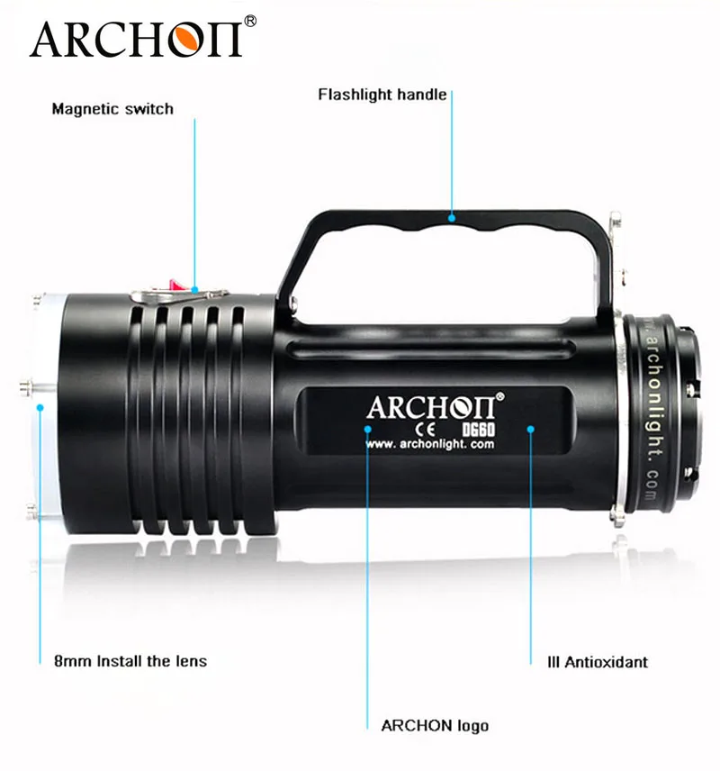 

100% Original ARCHON DG60 Professional LED Diving Flashlight 6 x * XM-L2 Max 5000 Lumens ( with 6 x 18650 Battery)