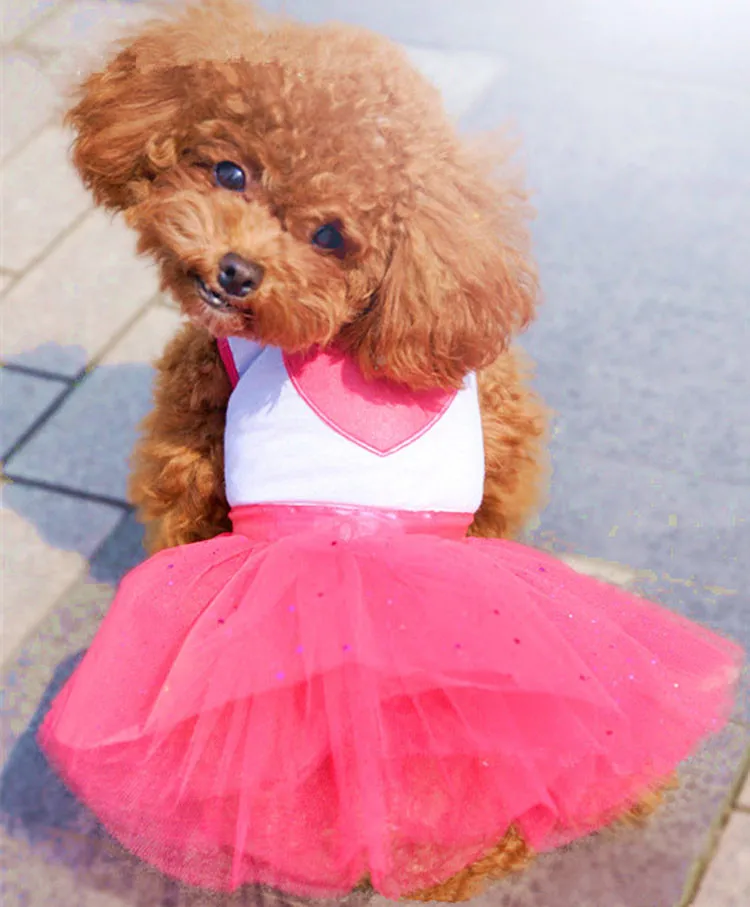 Newly Sexy Tulle Puppy Dog Cat Clothes Red Heart Cat Dress Skirt Wedding Dresses Pet Dog Apparel in Spring and Summer Wholesale XS-XXL7