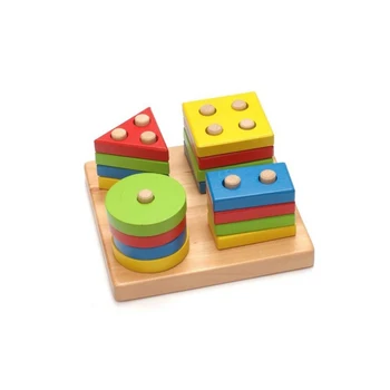 

Wooden Educational Shape Color Recognition Geometric Board Block Building BlocksToys Birthday Gift Toy for Kids