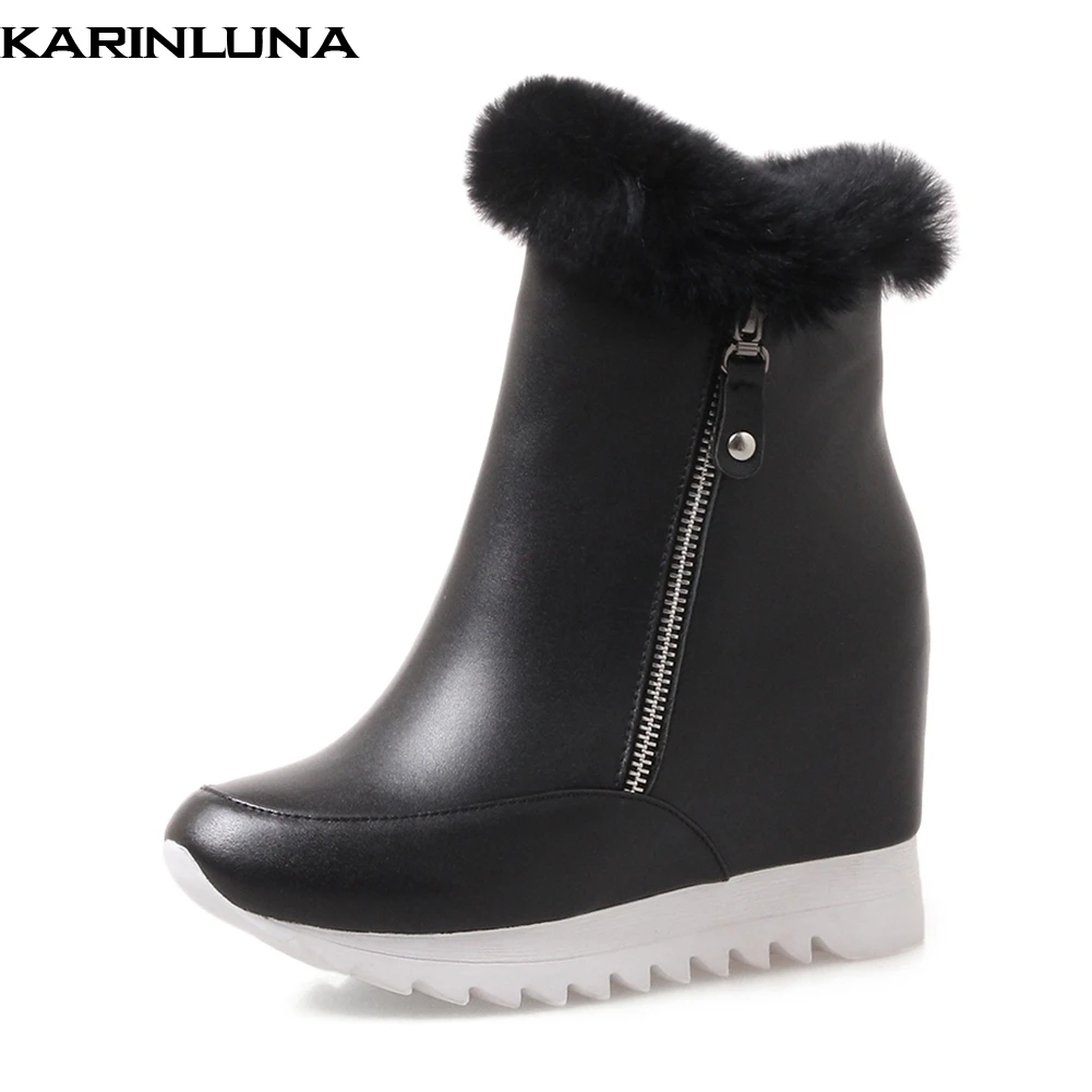 

KARINLUNA 2018 Large Size 32-40 Add Fur Warm Winter Boots Woman Shoes Platform Zip Up Hot Sale Boots Female Shoes Woman