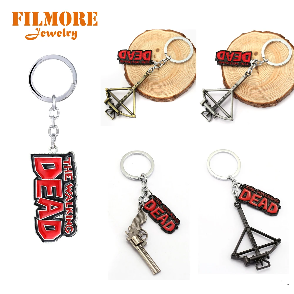 

The Walking Dead Keychain Revolver Metal Alloy Crossbow Key Ring Holder Fashion Chaveiro Men Jewelry Birthday Gifts Accessories