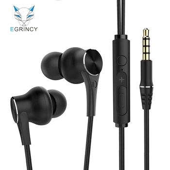 

EGRINCY 3.5mm Stereo Earphone HiFi Earbuds Copper Driver Ear Type Earphones In Ear Running Headsets for Running with Microphone