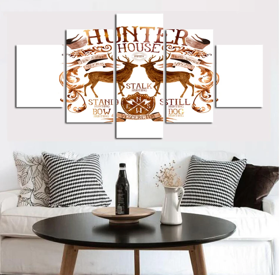 

Modern 5 Panel Cartoon Animal Deer Wall Art Canvas Prints Landscape Canvas Painting Modular Painting Decor Frame Picture