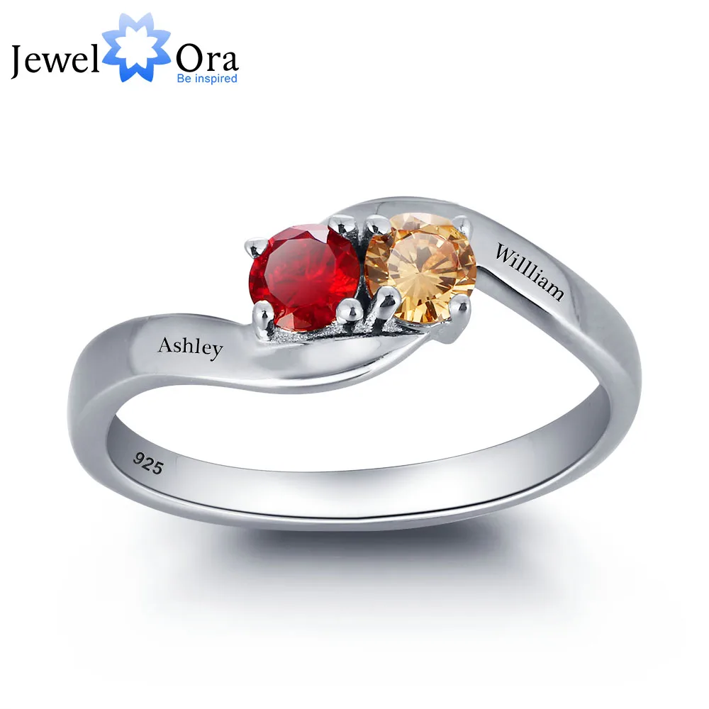 Personalized Love Promise Ring Simple 925 Sterling Silver Cubic Zirconia Ring Valentine's Day Gift (JewelOra RI101791)