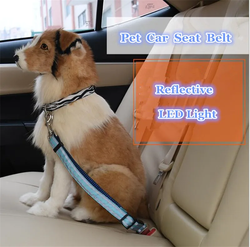 reflective LED pet seat belt nylondog traction rope keep pet's safety in car dog car seat belts