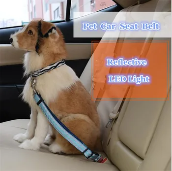 

reflective LED pet seat belt nylondog traction rope keep pet's safety in car dog car seat belts B42