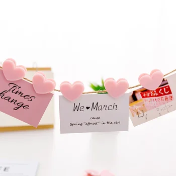 

5/10 Pcs Novelty Heart Shape Pink Color Mini Plastic Binder Clips Notes Letter Paper Clip Office Supplies