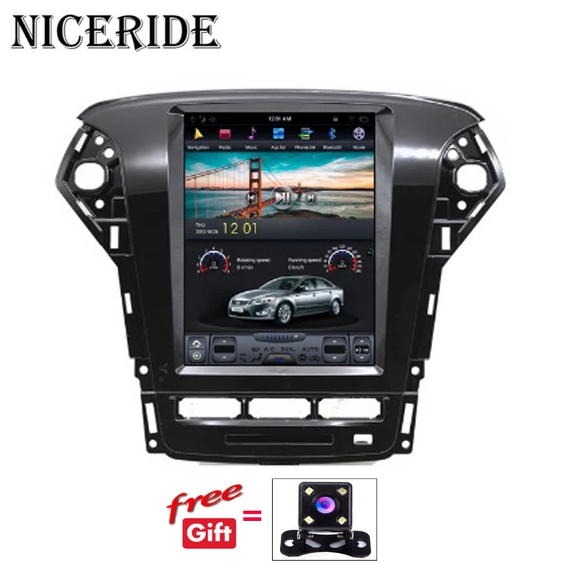 Clearance Android 7.1 GPS Navi 10.4" Vertical Screen Tesla Style Car DVD Multimedia for Ford Mondeo 2007-2012 2GB 32/64GB BT Radio wifi 1