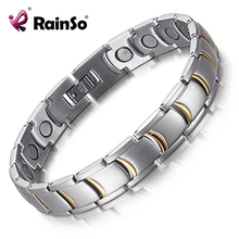 RainSo Новое поступление магнит Браслеты Нержавеющая сталь цвета: золотистый, серебристый Цвет модные Для Мужчин's Браслеты и браслеты