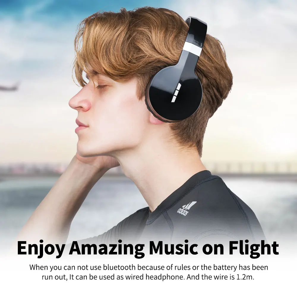 Wireless Bluetooth Headphones Stereo On-ear Headset Foldable Lightweight with Soft Memory-Protein Earmuffs for phones Gorsun E88