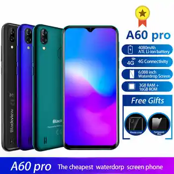 

Blackview A60 Pro 3GB 16GB MTK6761 Quad Core Android 9.0 4G Mobile Phone 6.088" 4080mAh Dual Rear Camera Face ID Smartphone