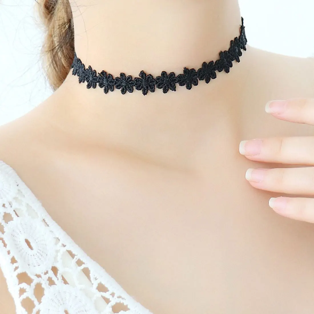 Choker Necklace Black Lace Leather Velvet Strip Collar Party Jewelry