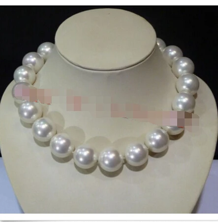 

hot& NEW 20mm AAAA White South Sea Shell Pearl Round Beads Necklace 18"^^@^Noble style Natural Fine jewe FREE SHIPPING