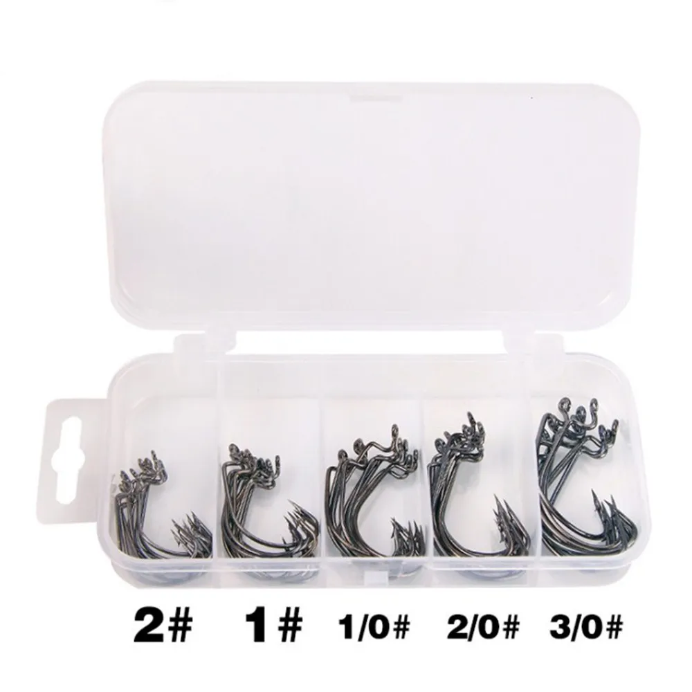 

50pcs/lot Boxed Red Black Carbon Steel Crank Fishing Hooks 1# 2# 1/0# 2/0# 3/0# Carp Snap Fishing Big Hooks Tackle Accessories
