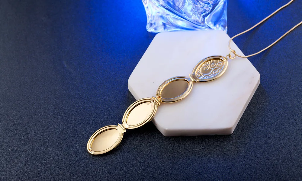 OMHXZJ персональная мода OL женщина девушка подарок Овальный Цветок фото коробка 925 пробы серебряный шарм кулон ожерелье CH51