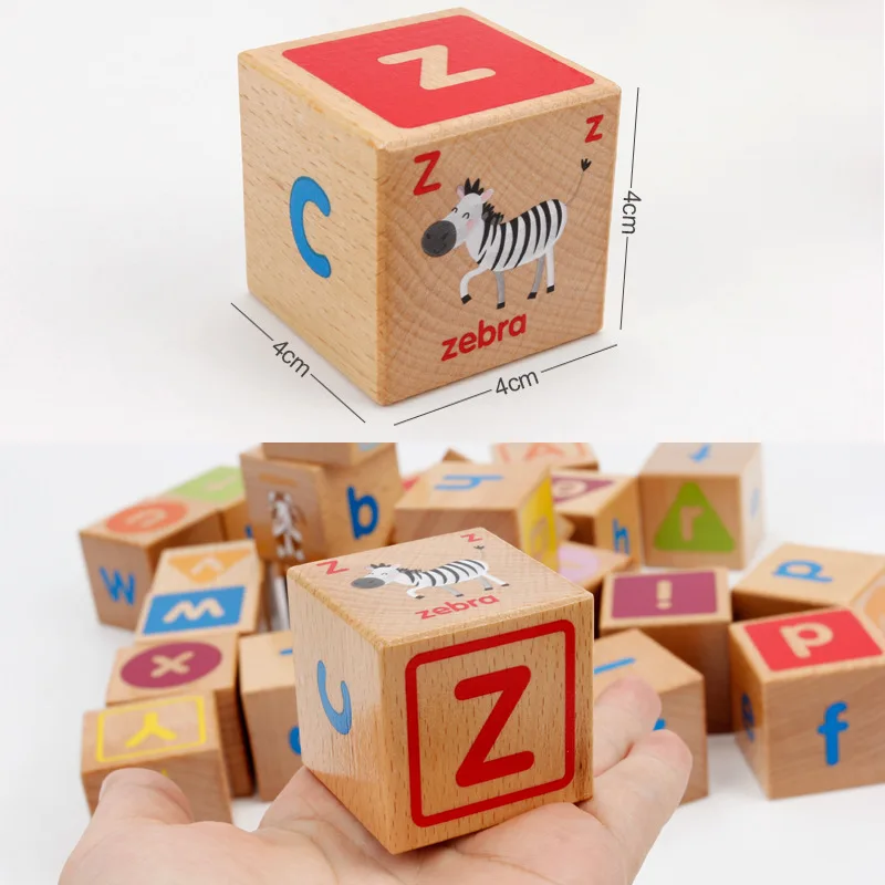 Детские деревянные игрушки кубик фигурные блоки обучающая игрушка для раннего обучения 26 Алфавит животные познавательные строительные блоки детский Рождественский подарок