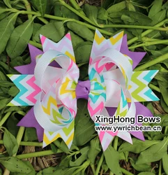 

Chevron ribbon feather hair bows children accessory hair ribbon fashion boutique girl boutique hair bows20pcs each lot
