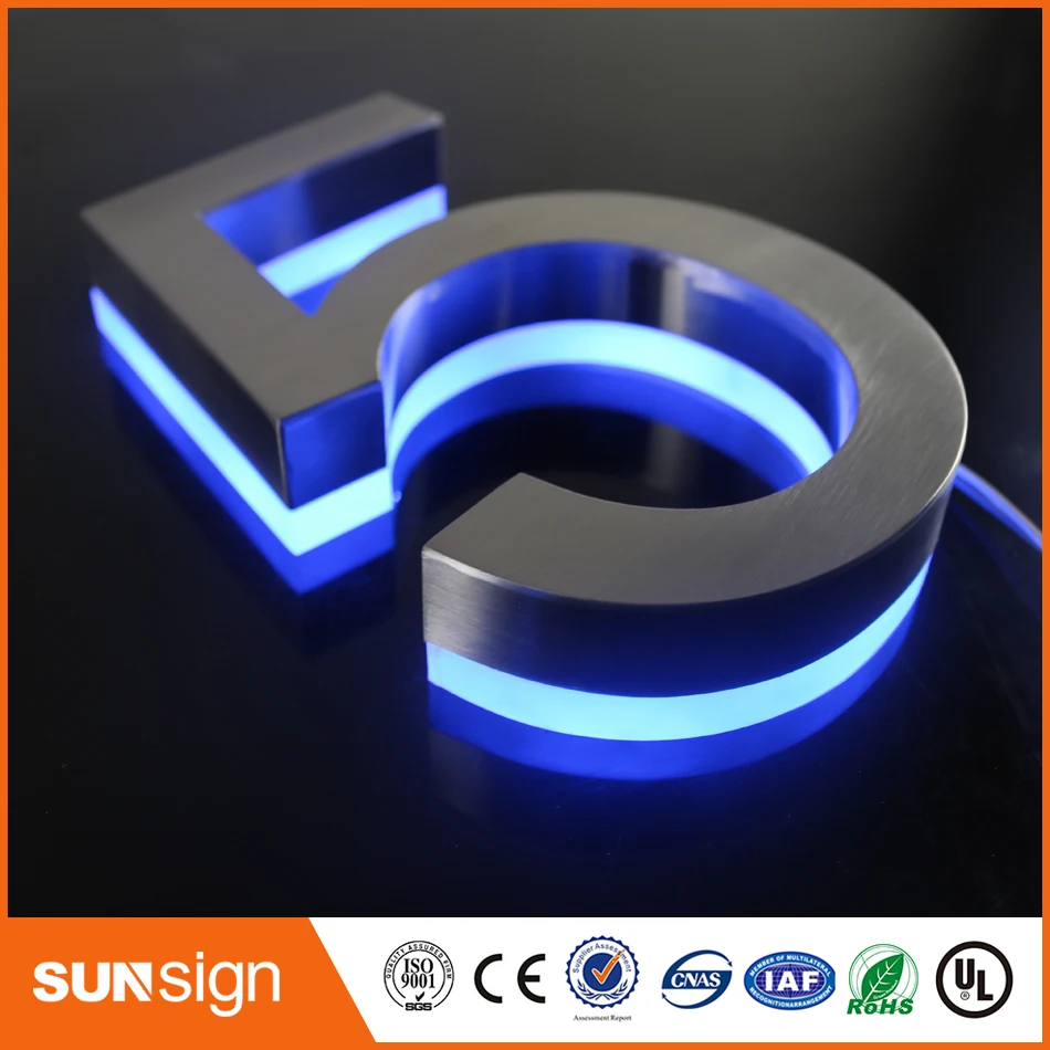 С подсветкой из нержавеющей стали вывески для рекламы 3D подсветкой магазин спереди светодио дный LED знаки букв