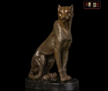 

Abstract Art Sculpture Bronze Copper Marble Base Leopard Cheetah Statue Figurine