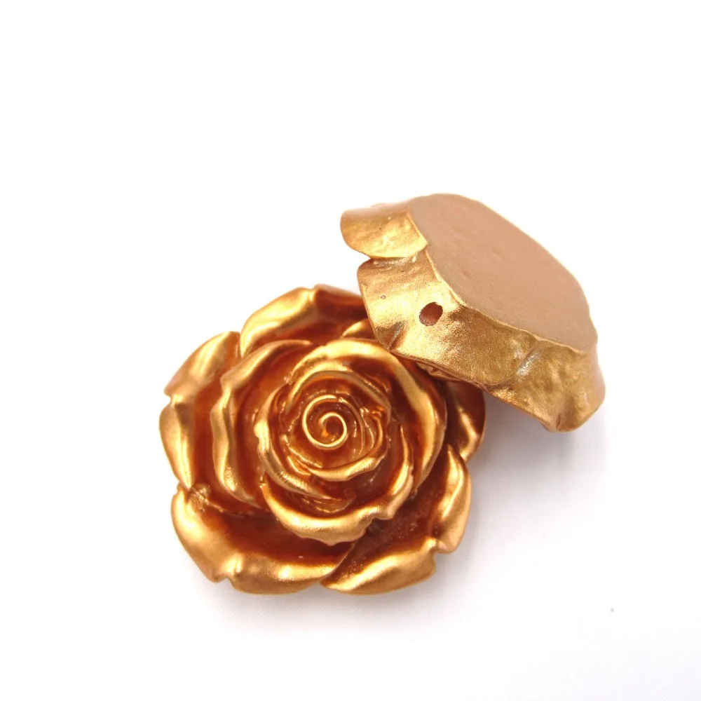

42mm 50pcs a lot Gold Color Acrylic Big Resin Flower Beads for DIY Handmade Girls Chunky Bead Necklace Children Bracelet Jewelry