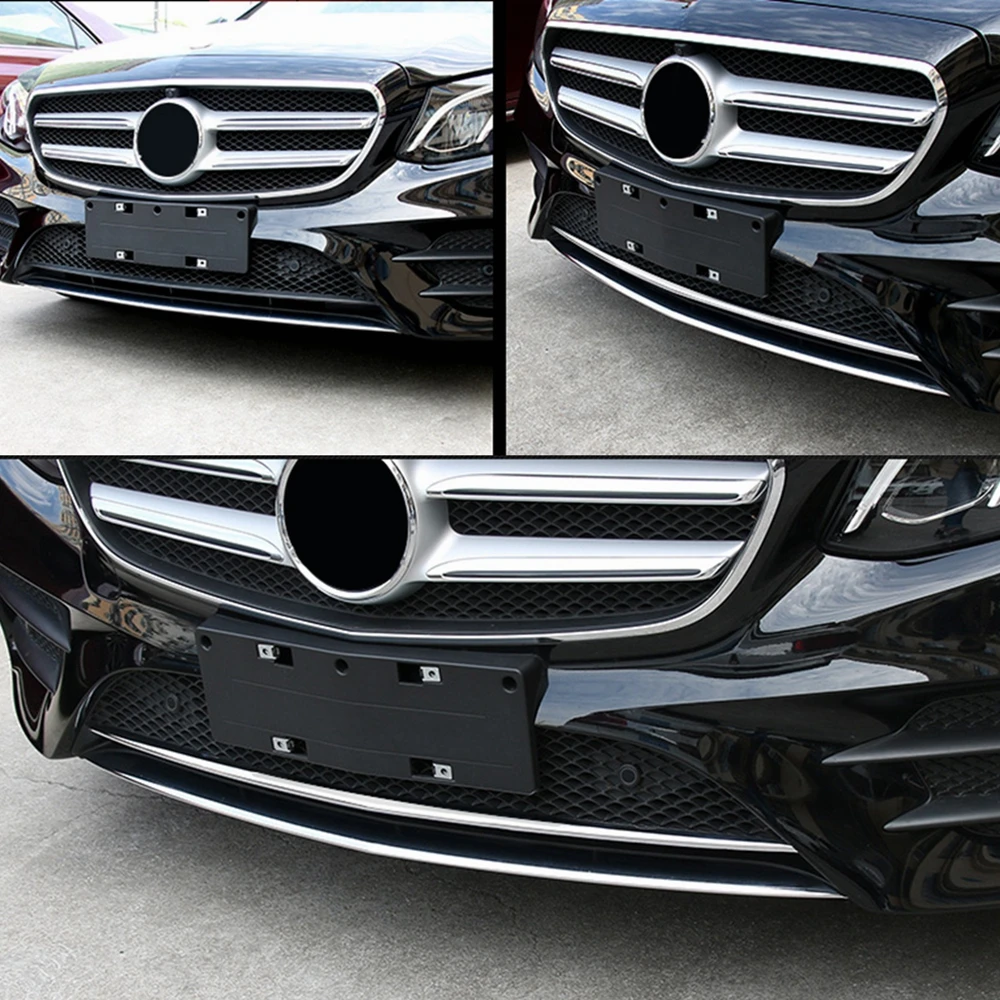 

MONTFORD For Mercedes E Class Benz W213 E200 E300 E400 2016 2017 ABS Chrome Front Bottom Racing Grille Grill Strip Cover Trims