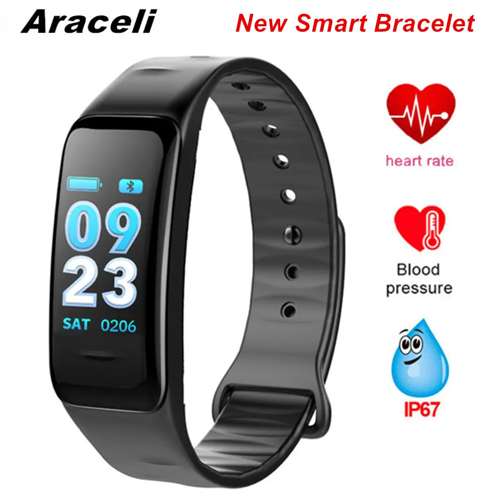 

2019 New Bluetooth Smart Bracelet Waterproof Heart Rate Monitor Health Fitness Tracker Smart Watch Sport Smart Bracelet C1 Plus