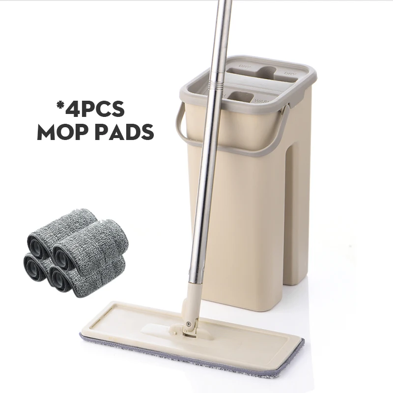 4 pcs mop rags Плоская выдавливаемая швабра и ведро для мытья пола без ручного отжима Швабра из микрофибры для мокрого или Сухого использования на лиственных пород ламината - Цвет: 4 pcs mop rags