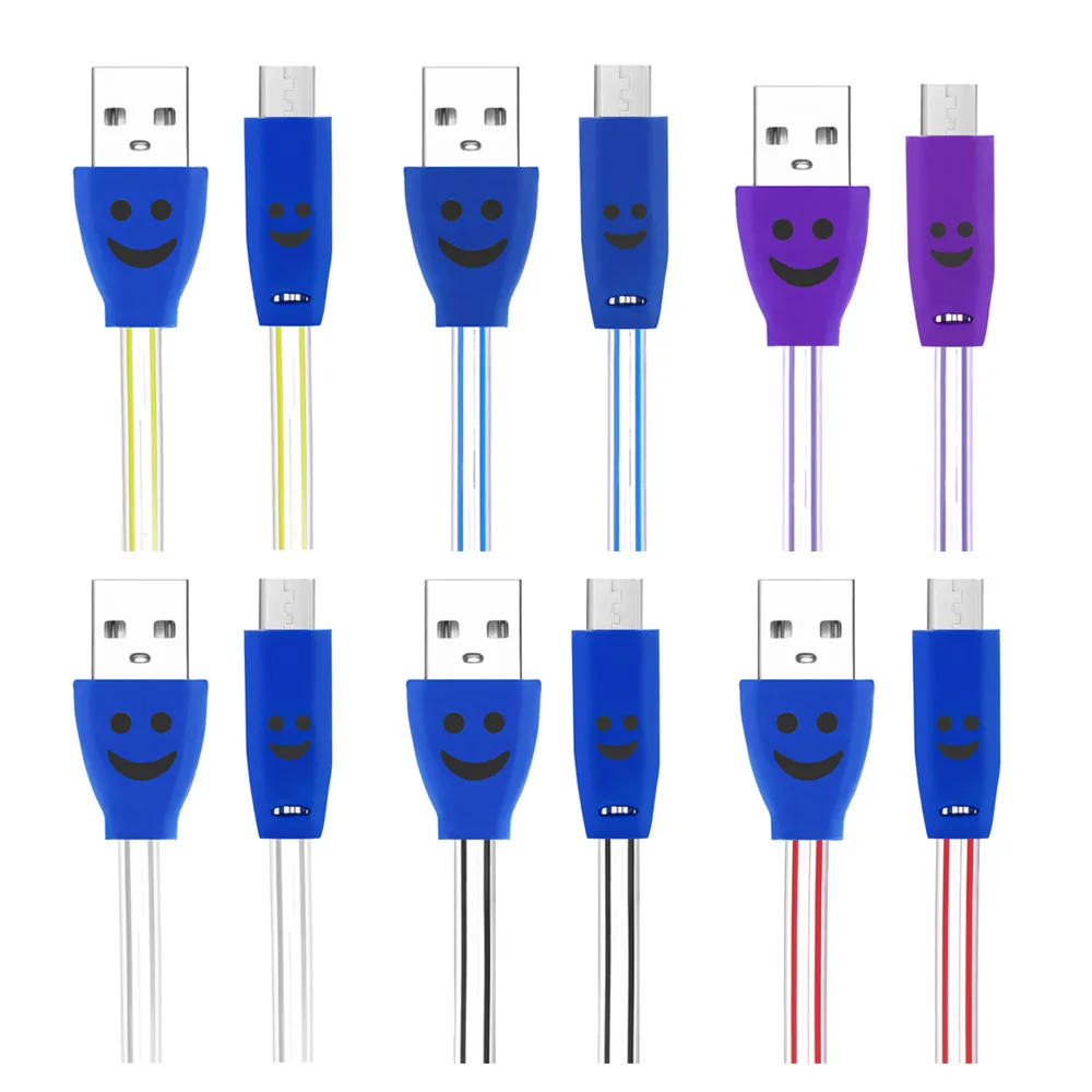 usb-кабель для зарядного устройства, кабель для зарядки, шнур для передачи данных, светодиодный, светящийся, для синхронизации, оборудование для Android, адаптер для мобильного телефона, светодиодный свет