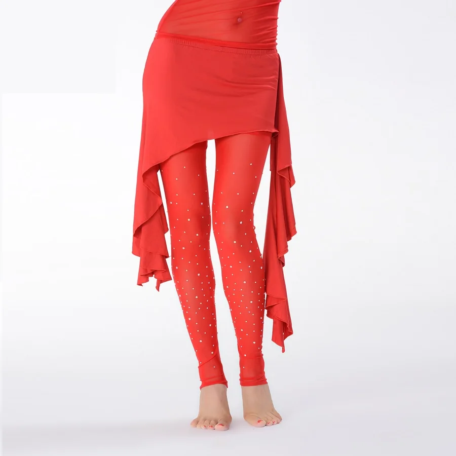 Belly Dance Costume mesh fabric Leggings with rhinestones practice