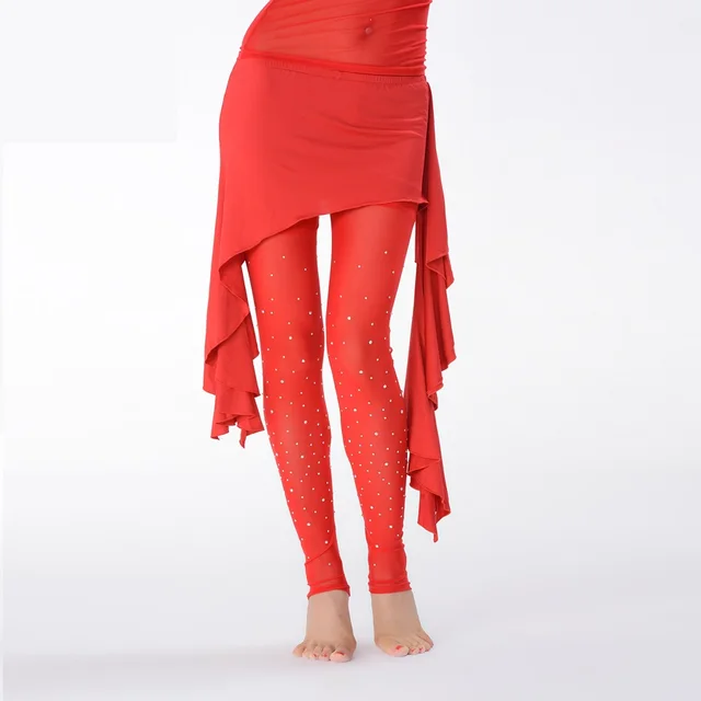 Belly Dance Costume mesh fabric Leggings with rhinestones practice