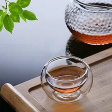 Прозрачный кунг-фу Чай чашка двойной Слои Стекло теплоизоляция Кубок питьевой Чай аксессуары Китай Стиль код