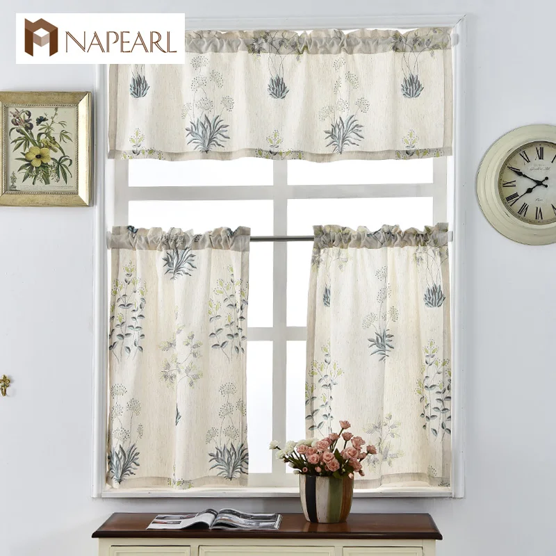 Cortinas cortas estampadas NAPEARL para telas de lino de ...